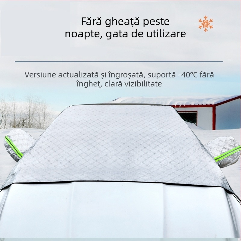 Acoperire pentru parbrizul mașinii, pentru zăpadă, Anti-Frost/Anti-Îngheț, folie de aluminiu, potrivire universală, montaj cu curea