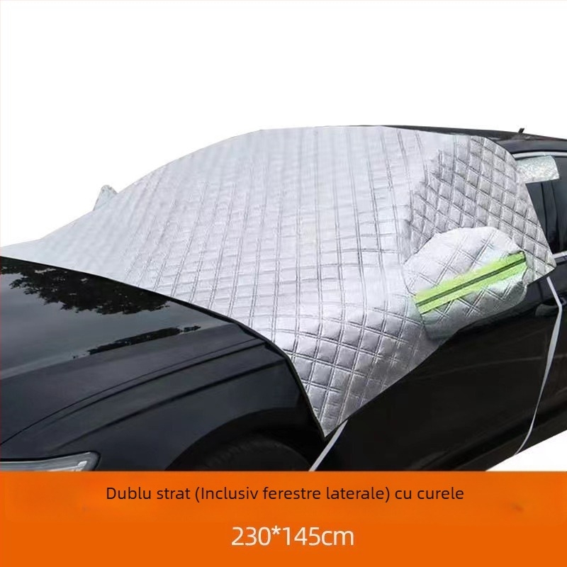 Acoperire pentru parbrizul mașinii, pentru zăpadă, Anti-Frost/Anti-Îngheț, folie de aluminiu, potrivire universală, montaj cu curea