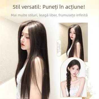 Extensii clipate în formă de V, într-o singură bucată, pentru păr lung drept, volum pufos, fir rezistent la temperaturi, model B1125, margine invizibilă