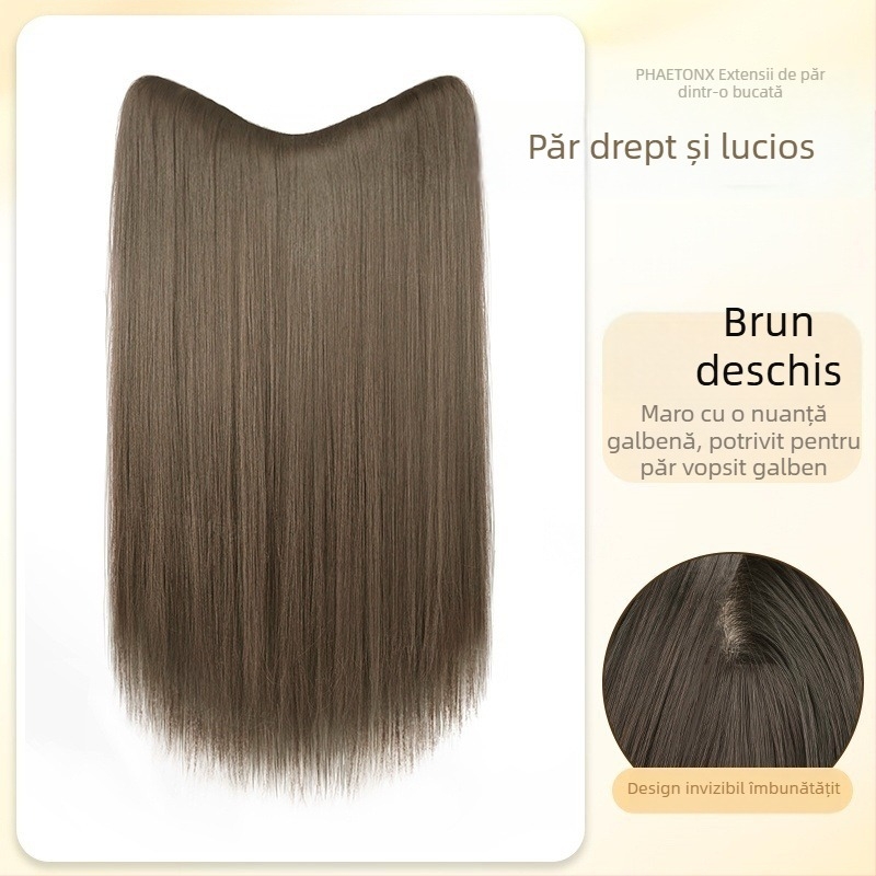 Extensii clipate în formă de V, într-o singură bucată, pentru păr lung drept, volum pufos, fir rezistent la temperaturi, model B1125, margine invizibilă