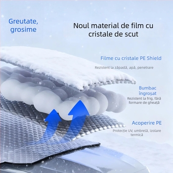 Husă de zăpadă pentru parbrizul frontal al mașinii - Material PE, instalare încorporată, potrivire universală, husă de iarnă