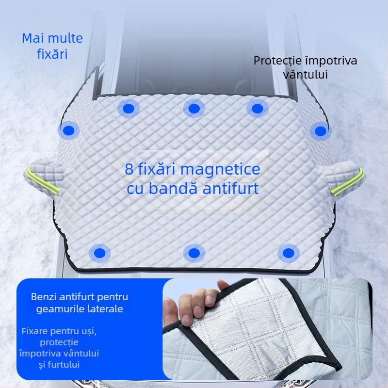 Husă de zăpadă pentru parbrizul frontal al mașinii - Material PE, instalare încorporată, potrivire universală, husă de iarnă