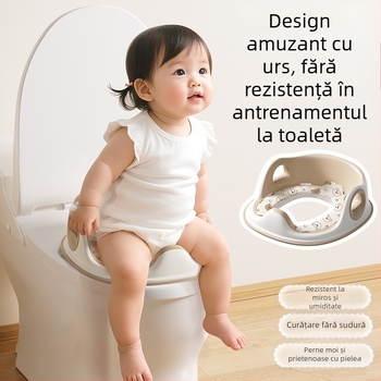 Șezut de toaletă pentru copii cu brațe, pentru WC standard, material PP, potrivit pentru vârstele 0–6 luni, 6–12 luni, 1–3 ani și 3–6 ani
