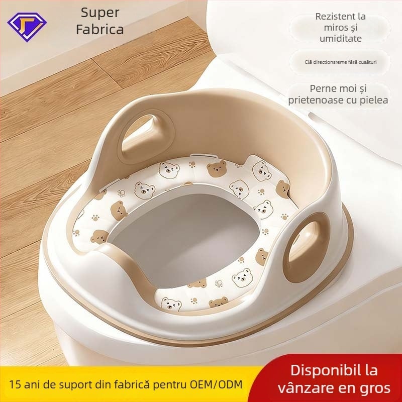 Șezut de toaletă pentru copii cu brațe, pentru WC standard, material PP, potrivit pentru vârstele 0–6 luni, 6–12 luni, 1–3 ani și 3–6 ani