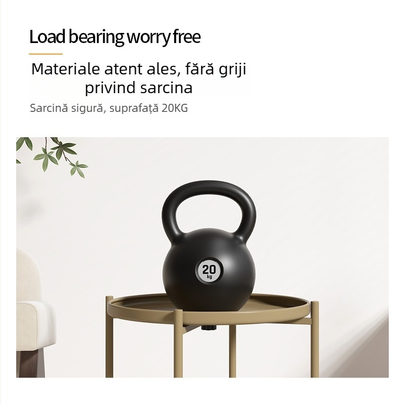 Măsuță laterală pentru canapea, blat rotund din fier artistic, construcție metalică, spațiu de depozitare, pliabil