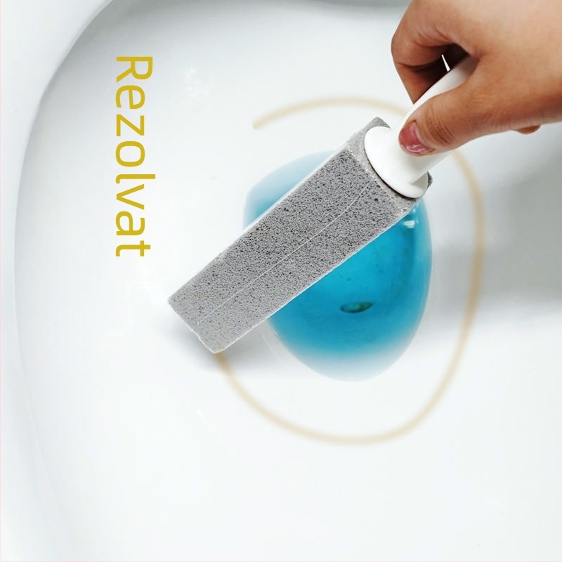 Perie de toaletă cu mâner lung și pumice pentru îndepărtarea petelor de urină și a depunerilor de calcar – din plastic, 76 g, ambalaj blister, brand Keyun