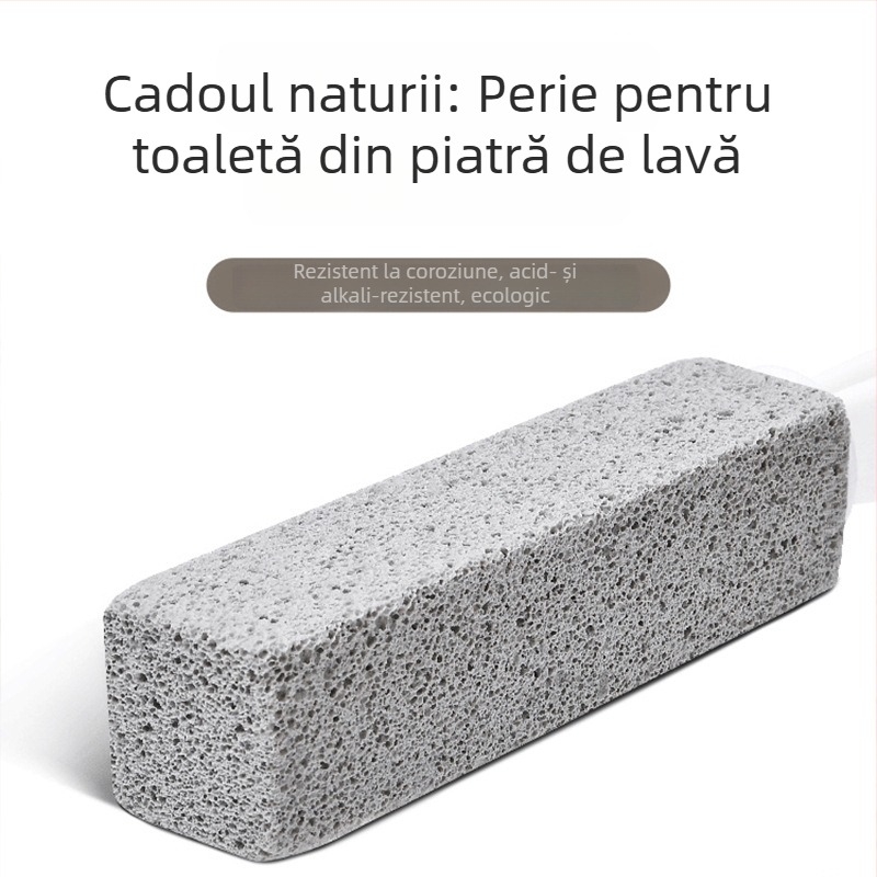 Perie de toaletă cu mâner lung și pumice pentru îndepărtarea petelor de urină și a depunerilor de calcar – din plastic, 76 g, ambalaj blister, brand Keyun