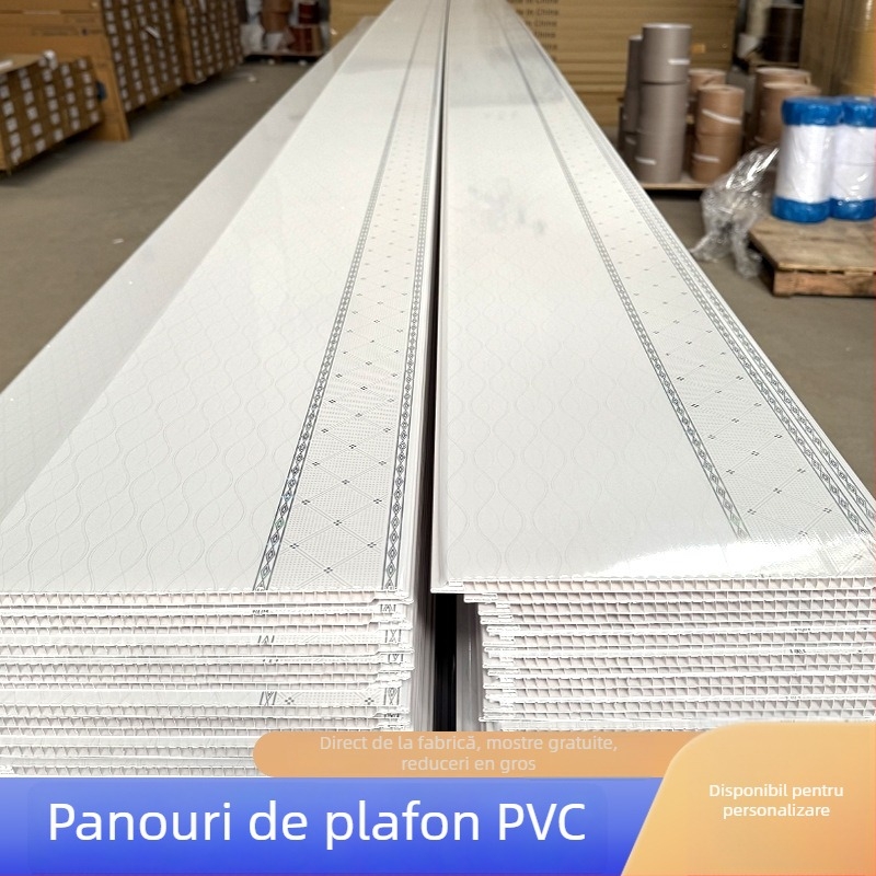 Panou de plafon din PVC cu îmbinare de tip L, suprafață laminată, 6-10 mm grosime, bandă lungă / placă pătrată