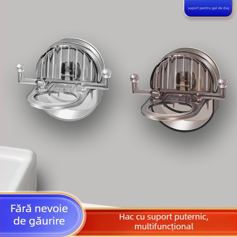 Raft de depozitare montat pe perete pentru baie și bucătărie, cu ventuză – fără găuri, din plastic, 1 nivel