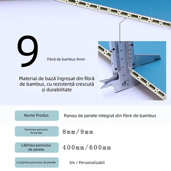 Panouri pereți din fibre de bambus integrate – PVC, grosime 8–9 mm, stil: plat / american / nou stil chinezesc / minimalist modern / lux ușor