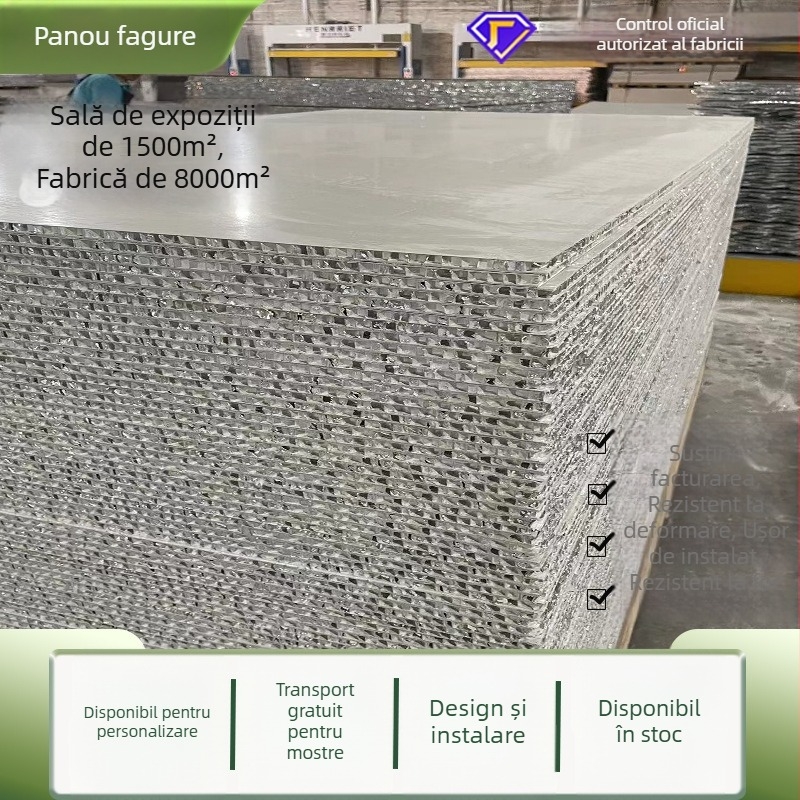 Panou SPC cu suprafață din aluminiu, profil plat, nucleu din compozit aluminiu-plastic, model 0.8, serviciu de instalare disponibil, potrivit pentru hoteluri, apartamente, birouri, săli de conferințe și facilități medicale.