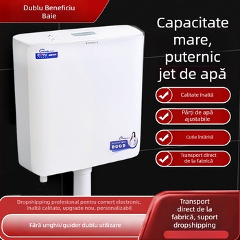 Rezervor de apă PP pentru toaletă de tip squat – set, acționare prin apăsare manuală, 5–8 L, plastic