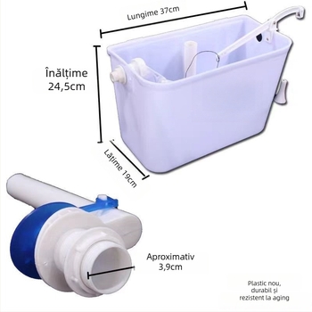 Rezervor de spalare manual pentru toaletă de tip squat — PP, control prin apăsare manuală, drenaj la sol, capacitate 3/6 L