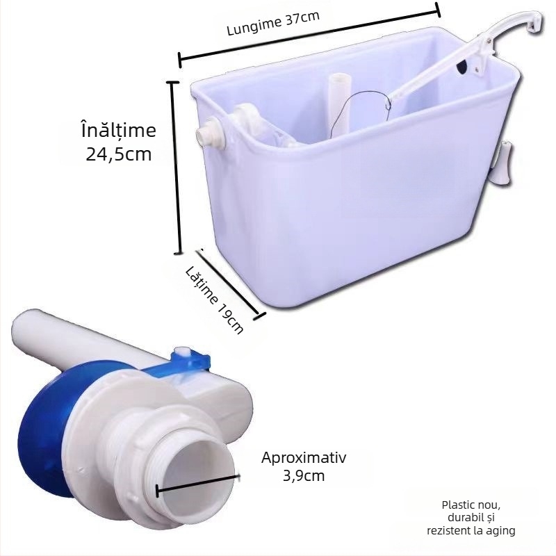 Rezervor de spalare manual pentru toaletă de tip squat — PP, control prin apăsare manuală, drenaj la sol, capacitate 3/6 L