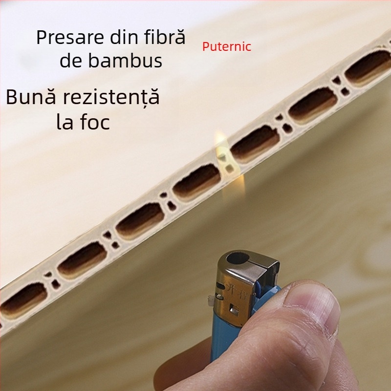 Panou pentru perete din fibră de bambus-lemn (WPC), stil Modernă Simplitate, marca Shunfuda, model 202307102355, izolare fonică 4