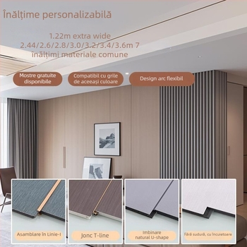 Panel decorativ pentru perete din furnir de lemn, cu fibre de bambus și cărbune de bambus; panou decorativ integrat anti-coliziune; plat, stil nou chinezesc, minimalist modern