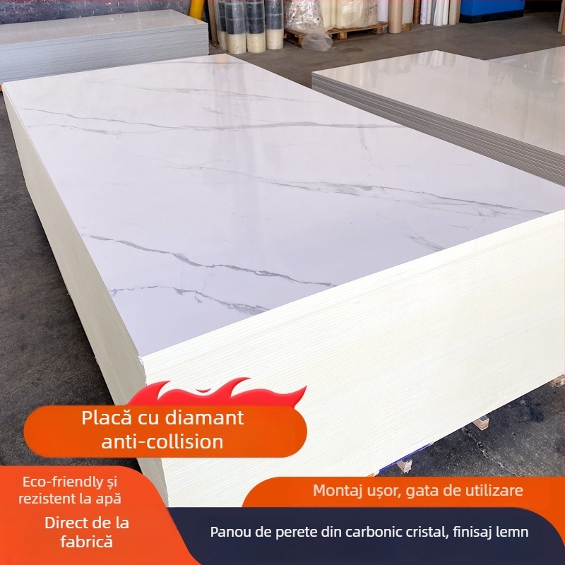 Panel decorativ pentru perete din furnir de lemn, cu fibre de bambus și cărbune de bambus; panou decorativ integrat anti-coliziune; plat, stil nou chinezesc, minimalist modern