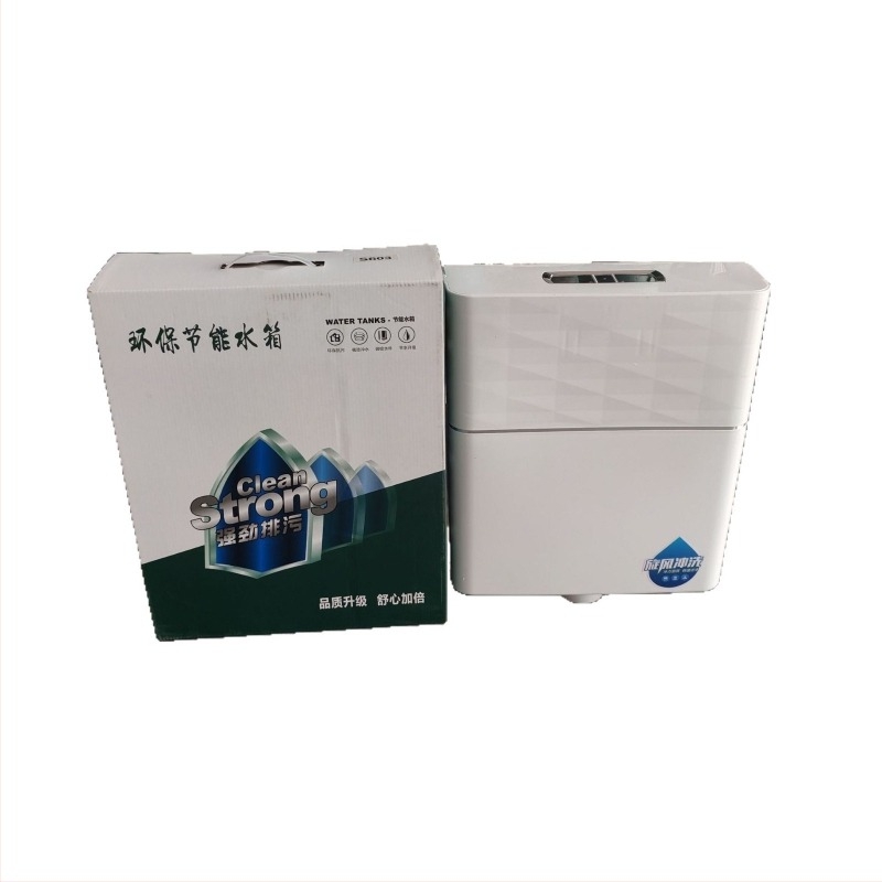 Rezervor de apă montat pe perete pentru toaletă de tip squat, din ABS, capacitate 10 L, control manual, drenaj la podea, stil modern minimalist