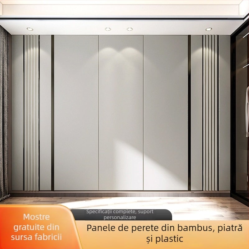 Panou de perete din fibre de bambus și plastic din piatră, șev în V, placă plată, stil chinez nou