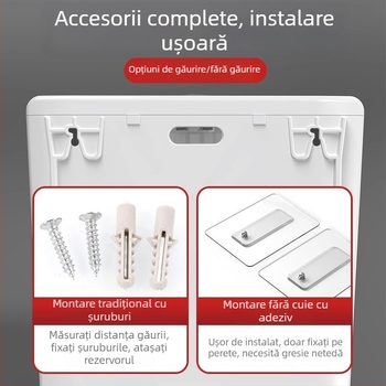 Rezervor de apă montat pe perete pentru toaletă de tip crouch — PP, 4–7 L clătire, control manual al clăsirii, drenaj la podea, model EP02103