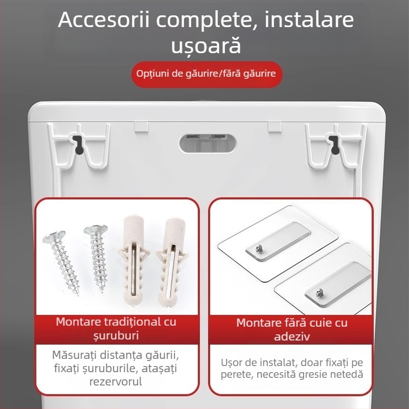 Rezervor de apă montat pe perete pentru toaletă de tip crouch — PP, 4–7 L clătire, control manual al clăsirii, drenaj la podea, model EP02103