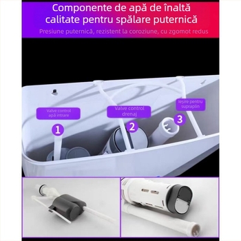 Set rezervor de spălare pentru toaletă de tip squat, control manual, 4 L, material PP, montaj pe perete