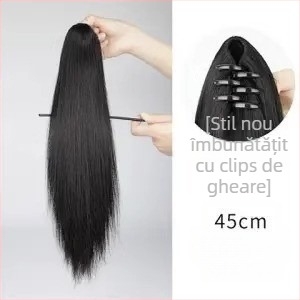 Perucă coadă cu clips, coadă dreaptă, fibră sintetică rezistentă la temperatură, mecanism de prindere, Xinrou