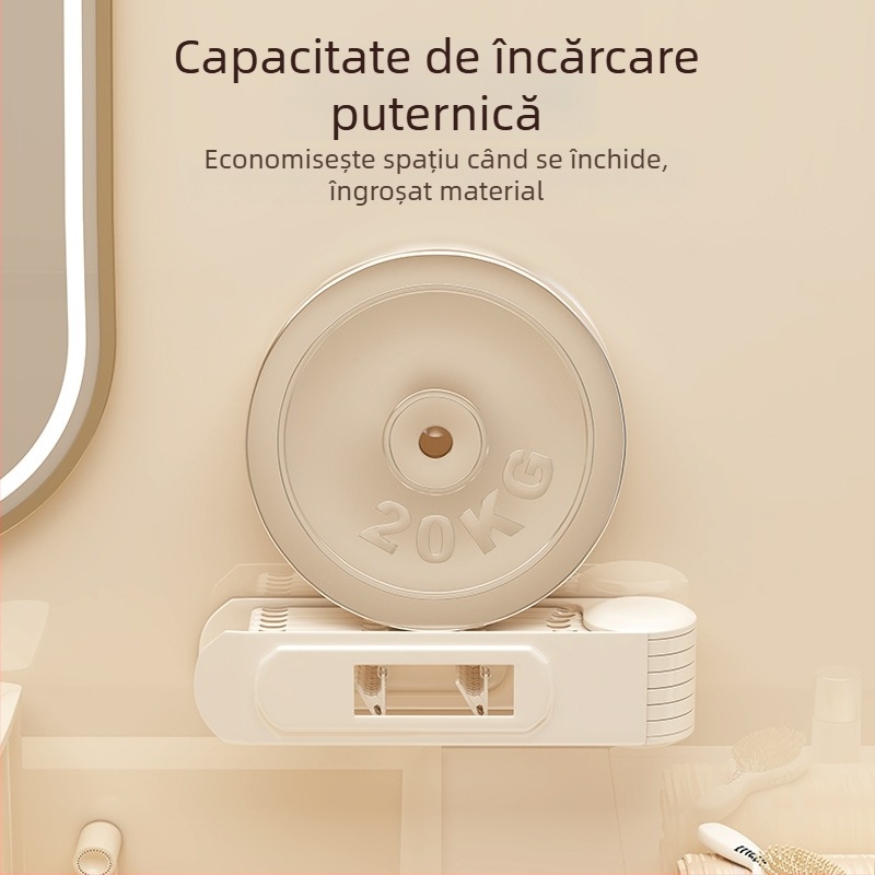 Raft rotativ de uscat haine, 24 cleme, montat pe perete, din plastic, pentru șosete și lenjerie