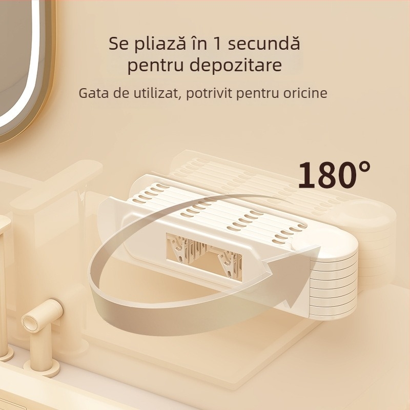 Raft rotativ de uscat haine, 24 cleme, montat pe perete, din plastic, pentru șosete și lenjerie