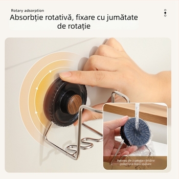 Suport pentru periuțe de dinți cu ventuză — montaj pe perete, fără găuri, ABS + oțel inoxidabil, Bydoll