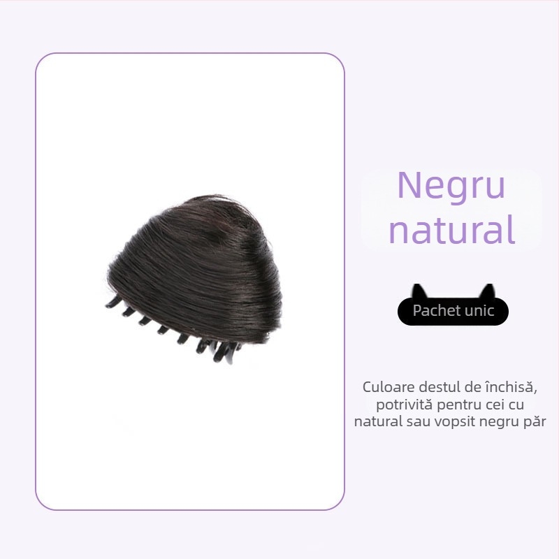 Perucă cu urechi de pisică și coc, sistem cu clips, fibre rezistente la temperatură, necolorabilă, pentru Halloween