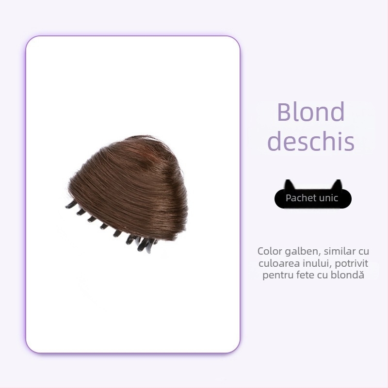 Perucă cu urechi de pisică și coc, sistem cu clips, fibre rezistente la temperatură, necolorabilă, pentru Halloween