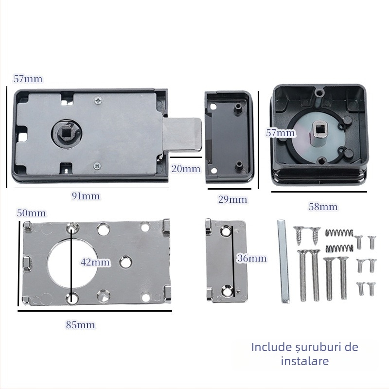Încuietoare din oțel inoxidabil pentru separator de toaletă publică cu indicator – set de două piese, Suoweigu, stil modern minimalist