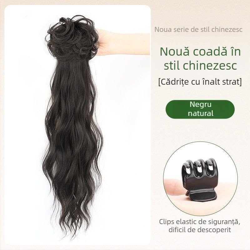 Păr de tip coadă cu așezare joasă – sfoară rezistentă la căldură, nu este potrivită pentru vopsire cu vopsea fierbinte, potrivită pentru orice nuanță a pielii și formă a feței, model: Wig ponytail
