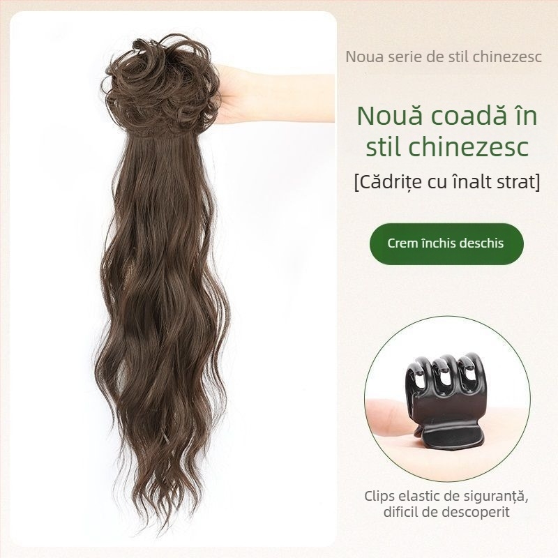 Păr de tip coadă cu așezare joasă – sfoară rezistentă la căldură, nu este potrivită pentru vopsire cu vopsea fierbinte, potrivită pentru orice nuanță a pielii și formă a feței, model: Wig ponytail