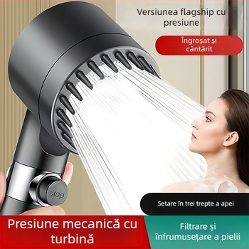 Cap de duș portabil cu 3 moduri de pulverizare, presiune sporită, corp ABS rotund, perie de masaj din silicon