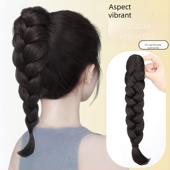 Perucă cu coadă și clips — mecanism de împletire, fire din sârmă rezistentă la temperaturi înalte, aspect natural, nu se poate vopsi cu vopsea fierbinte, marca Wenze Xiu