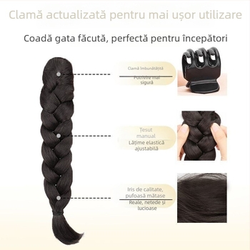 Perucă cu coadă și clips — mecanism de împletire, fire din sârmă rezistentă la temperaturi înalte, aspect natural, nu se poate vopsi cu vopsea fierbinte, marca Wenze Xiu
