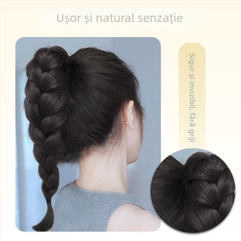 Perucă cu coadă și clips — mecanism de împletire, fire din sârmă rezistentă la temperaturi înalte, aspect natural, nu se poate vopsi cu vopsea fierbinte, marca Wenze Xiu