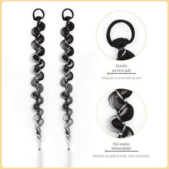 Perucă cu coadă și împletituri bule, fir cu temperatură înaltă, Kenny wig marcă autohtonă, model de uz general