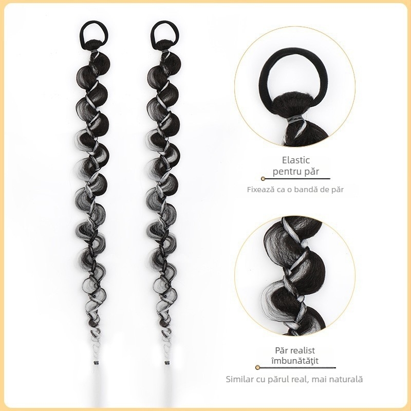 Perucă cu coadă și împletituri bule, fir cu temperatură înaltă, Kenny wig marcă autohtonă, model de uz general