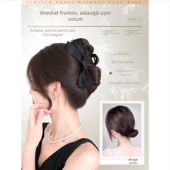 Perucă cu coadă și clips pentru coc pufoasă în spate — lucrată manual, sârmă rezistentă la temperatură, coadă compactă, nu se vopsește și nu se poate face perm