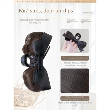 Perucă cu coadă și clips pentru coc pufoasă în spate — lucrată manual, sârmă rezistentă la temperatură, coadă compactă, nu se vopsește și nu se poate face perm