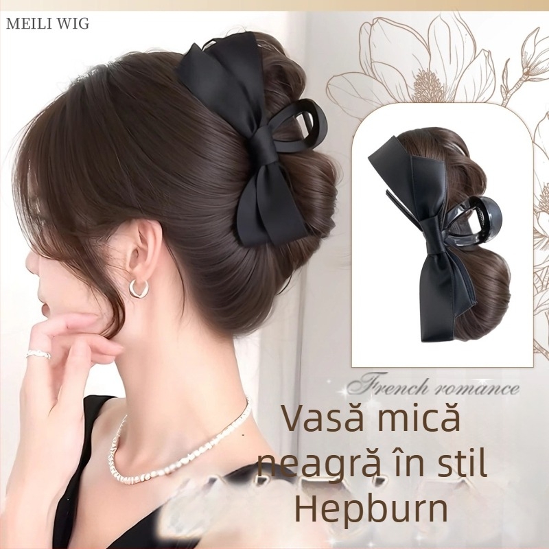 Perucă cu coadă și clips pentru coc pufoasă în spate — lucrată manual, sârmă rezistentă la temperatură, coadă compactă, nu se vopsește și nu se poate face perm