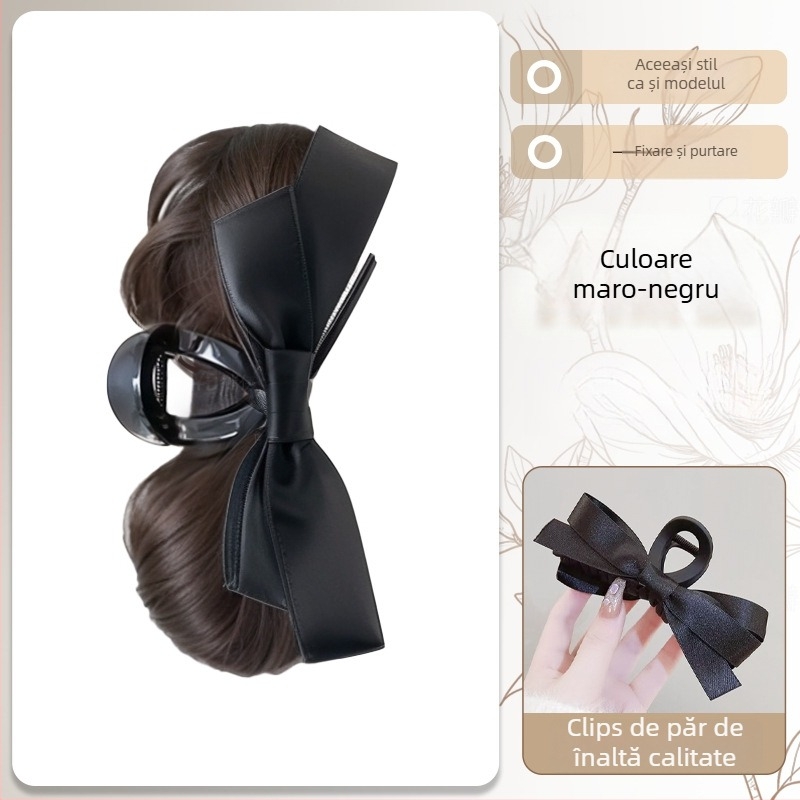 Perucă cu coadă și clips pentru coc pufoasă în spate — lucrată manual, sârmă rezistentă la temperatură, coadă compactă, nu se vopsește și nu se poate face perm