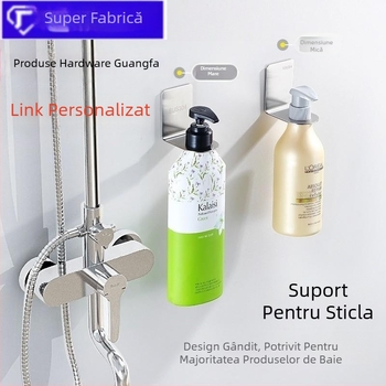 Raft pentru duș cu dozator de săpun, din oțel inoxidabil 304, montaj fără găuri, suport pentru sticle cu gaură mare sau mică, finisaj lucios, greutate 300 g