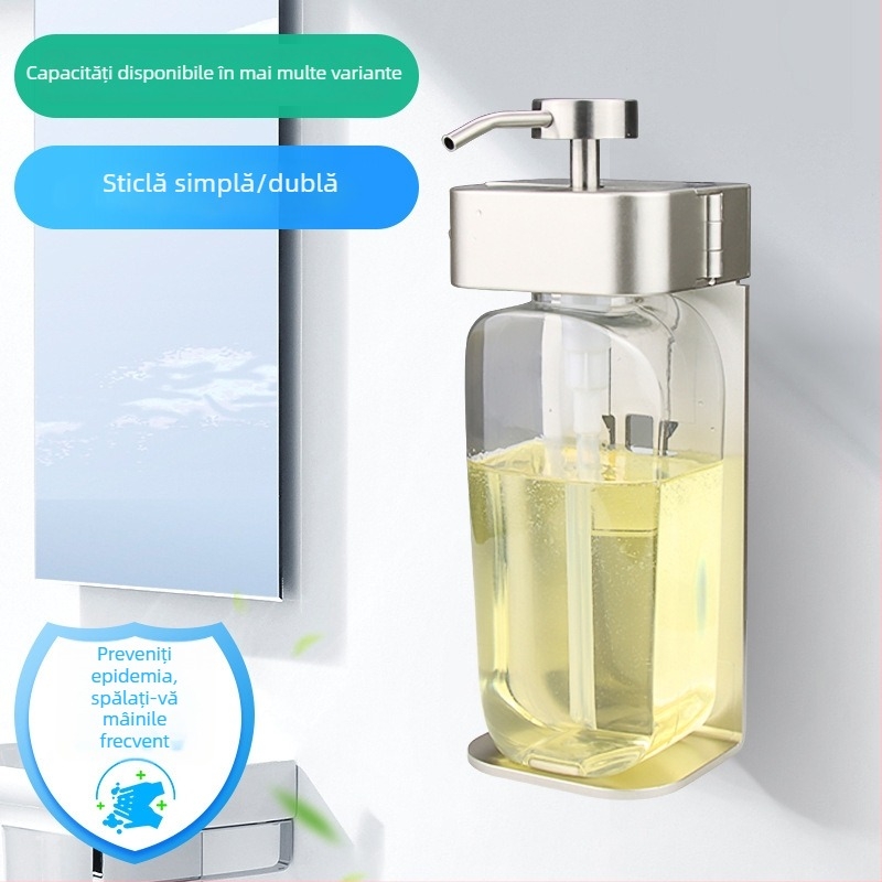 Dispenser de săpun montat pe perete – construcție din oțel inoxidabil și plastic, opțiuni capete: 1/2/3, acționare prin apăsare, turnare prin injecție, stil lux ușor
