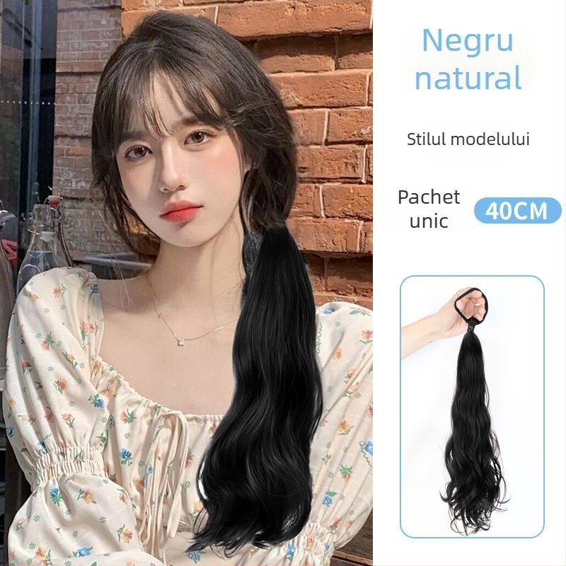 Perucă cu coadă dublă, poate fi prinsă într-o coadă înaltă, fibre rezistente la temperatură înaltă, brand Guifu Ya, model 000123