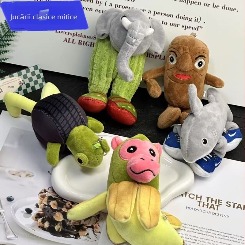 Pandantiv pluș pentru chei — jucărie de pluș cu animale, motive rechin și elefant, personalizabil după mostră