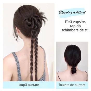 Perucă cu coadă de cal, lucrată manual, sârmă rezistentă la temperatură, model: împletitură cu pene de găină, Hongxiu